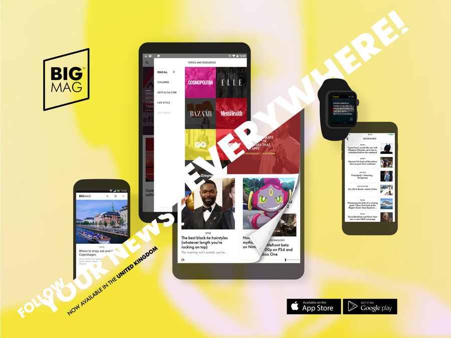 BigMag on phone, tablet and watch